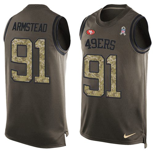 Nike 49ers #91 Arik Armstead Green Men's Stitched NFL Limited Salute To Service Tank Top Jersey - Click Image to Close